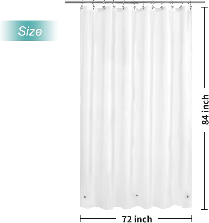 Mrs Awesome Extra Long Shower Curtain Liner with 3 Magnets, Long Frosted PEVA Plastic Shower Curtain for Bathroom Lightweight & Waterproof, 72 x 84, Frost