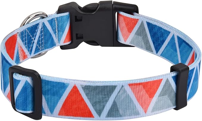 MarukoPet Dog Collar, Adjustable for Small Medium Large Dogs Puppy, Cute Design with Bohemia Floral Tribal Geometric Patterns Boys Girls Dog Collar(Impression Triangle-M)
