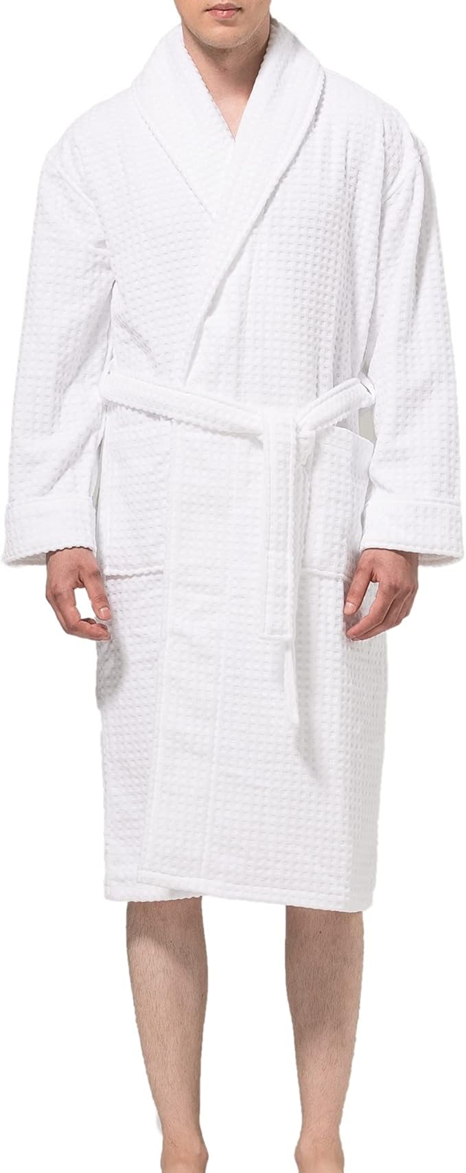 Alpine Swiss Dario Mens Luxury Waffle Knit Cotton Bathrobe Shawl Collar Hotel Spa Robe