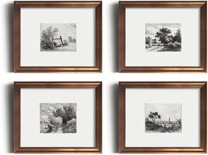 Tree Drawing Neutral Wall Picture Poster Print | 11x14 Boho French Country Aesthetic Botanical Set | Vintage Farmhouse Wall Art | Woodland Minimalist Black White Room Decor | Kitchen Bathroom Bedroom