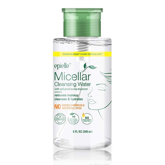 Epielle Micellar Cleansing Water | Makeup Remover for All Skin Types | Gently Cleanses Skin | 8 Fl Oz (1 Pack) | Ideal for Beauty Gifts, Spa Days, Gift Sets | Korean Skincare