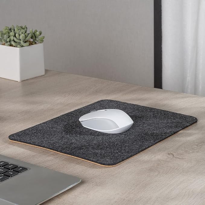 Desky Cork & Felt Mouse Pad – Dual-Sided Mini Desk Mat with Non-Slip Cork & Felt, Anti-Scratch Surface for Laptop or Mouse Use (11" x 8.6", Dark Grey)