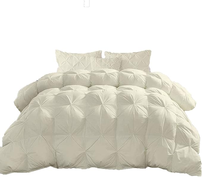Hypoallergenic 1000-TC Pinch Pleated Down Alternative Comforter Grand King Size 106 x 106 Inches 1pc Comforter & 2 pcs Pillow Covers, 700 GSM & All Side Corner Tabs 100% Egyptian Cotton