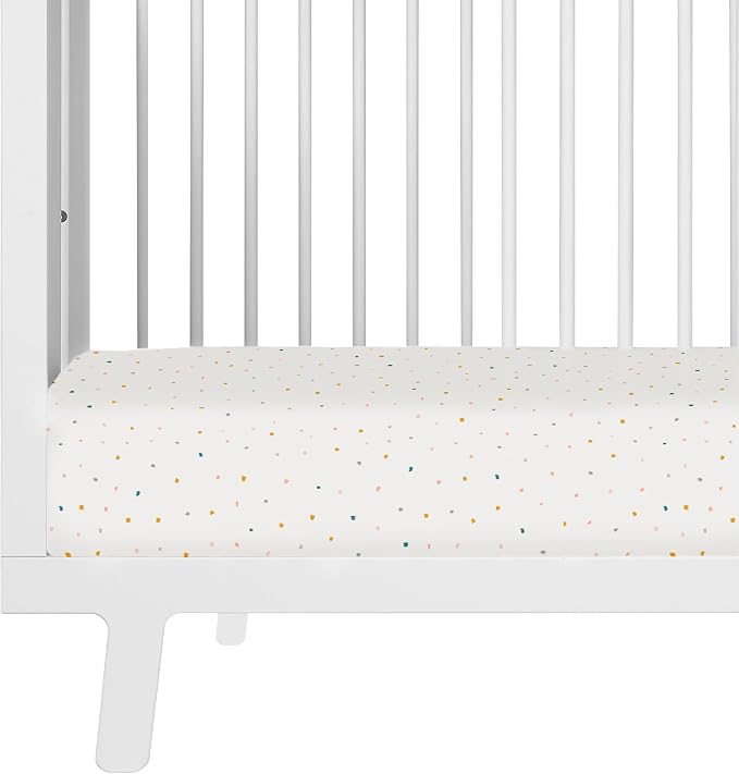 Makemake Organics GOTS Certified Organic Cotton Fitted Crib Sheet Soft Breathable (28"x52", Dotty)