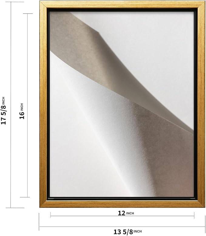 Monem Art Minimalist Folded Paper Abstract Print - Scandinavian Neutral Texture Art Poster - Wall Decor for Living Room, Bedroom or Office - 12x16 Gold Framed CANVAS Wall Art by Mareike Bohmer
