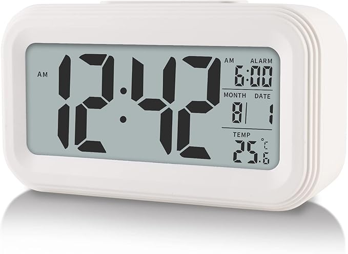 Digital Alarm Clock with Indoor Temperature, Large LED Display, 12/24H, Snooze Mode, Battery Operated Bedside Clock for Bedroom, Heavy Sleepers & Kids