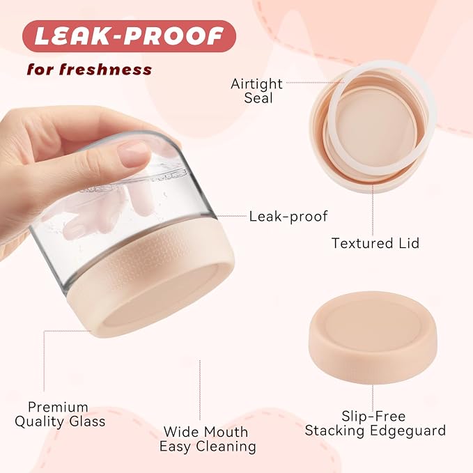 Wresty Empty Clear Glass jars with Airtight Lids Overnight Oats Containers Glass Food Storage Containers Glass Mason Jars For Yogurt Snacks Spice Sugar Jam And More (3 Pcs Mixcolor, 300ml/10oz)
