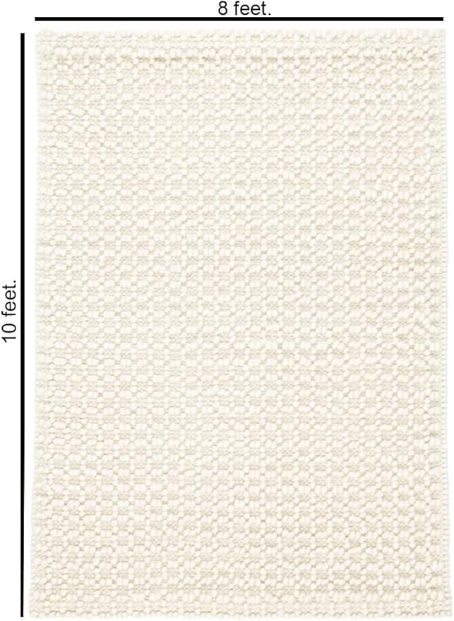 Handwoven Wool Area Rug - Hand Woven Natural Carpet Rugs- Bedroom Living Room Dining Room (Ivory- 8'x10')