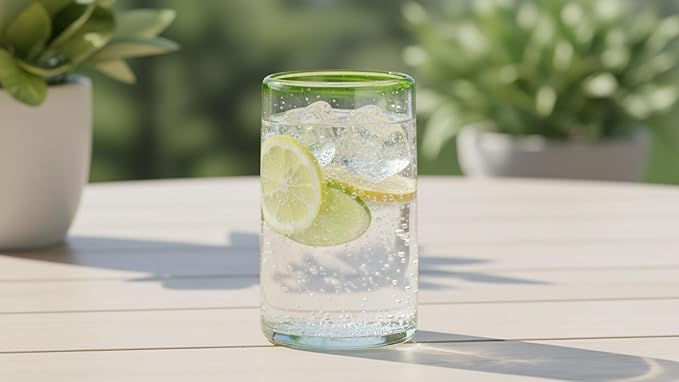 10 Strawberry Street Lime Rim Mexican Glassware, Hiball, Set of 4