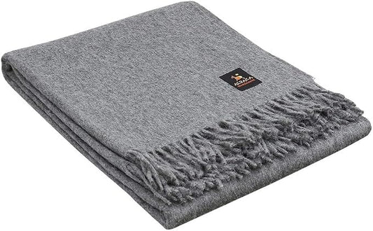 Superfine Alpaca Wool Throw Blanket - Lightweight Alpaca Merino Wool Throw Blankets for Using Indoors or Outdoors | Soft Peruvian Alpaca Blanket Wool Blanket Solid Color 72" x 60" (Soft Gray)