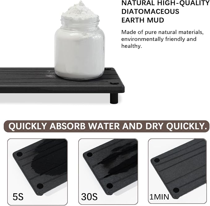Quick Dry Sink Caddy Kitchen Sink Organizer, Water Absorbing Stone Tray for Sink, Stone Drying Tray, Diatomite Faucet Mat & Protector, Dispenser Sponge Holder, Stone Soap Tray for Bathroom Counter