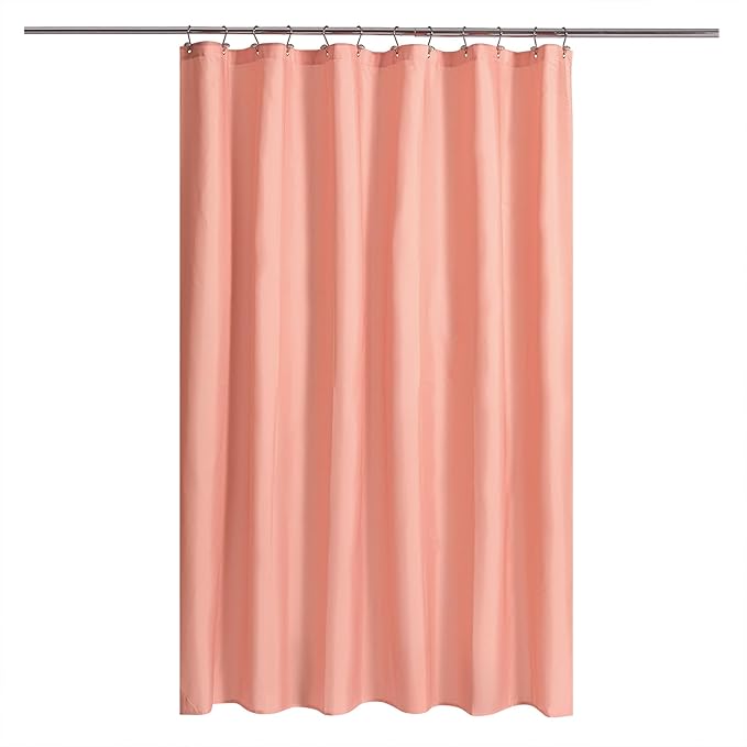 N&Y HOME Fabric Shower Curtain or Liner with Magnets - Hotel Quality, Machine Washable, Water Repellent - Coral, 72x72