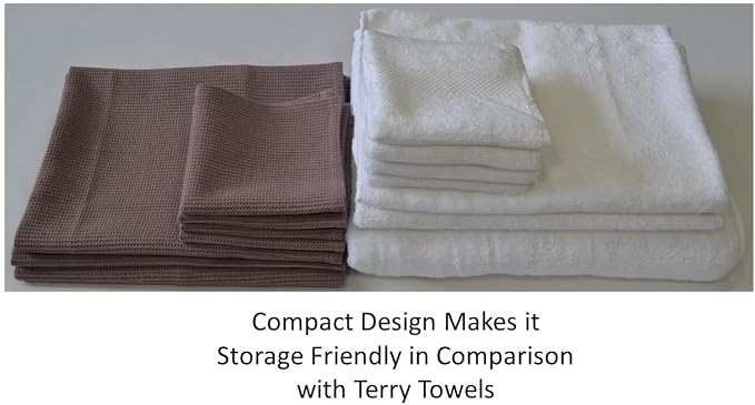 Waffle Bath Towel Set,100% Organic Cotton GOTS Certified (Mauve) Super ABSORBANT & Quick Dry, NO SOFTENERS, Environment Friendly, 1xBATH58x30.5, 2xHAND29x20, 4xFACE12x12INCH