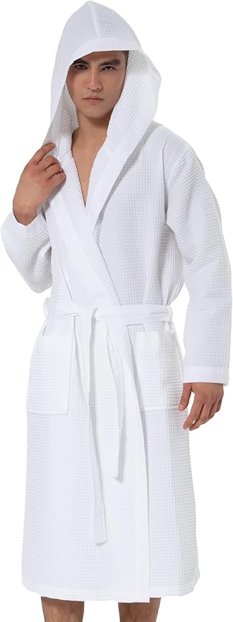SEYANTE Turkish Cotton Waffle Robe for Men – Organic GOTS Certified Spa Bathrobe, Lightweight Kimono, Soft Cotton Bathrobe