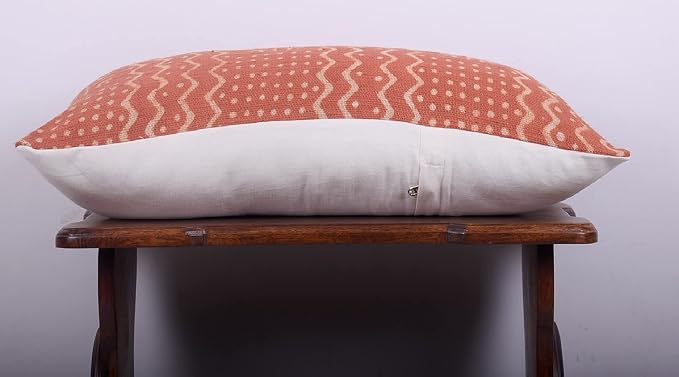 Trade Star 100% Cotton Throw Pillow Cover Handwoven Oblong Pillow Case Indian Cushion Cover Boho Luxury Living Room Decor Ethnic Rectangle Spring Pillow Case (Rust ALMA 12X24 INCHES)