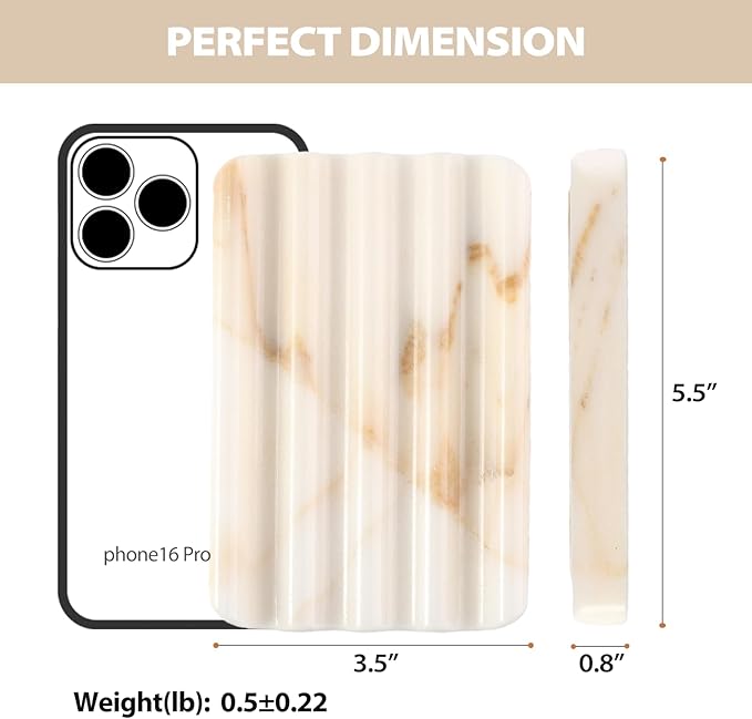 Koville 2PCS Natural Marble Soap Dishes for Shower, Golden Calacatta Marble Soap Dish, Stone Soap Tray for Bathroom, Bar Soap Holder for Sink, Stripe Grooves Saver Keep Bars Dry Easy Clean
