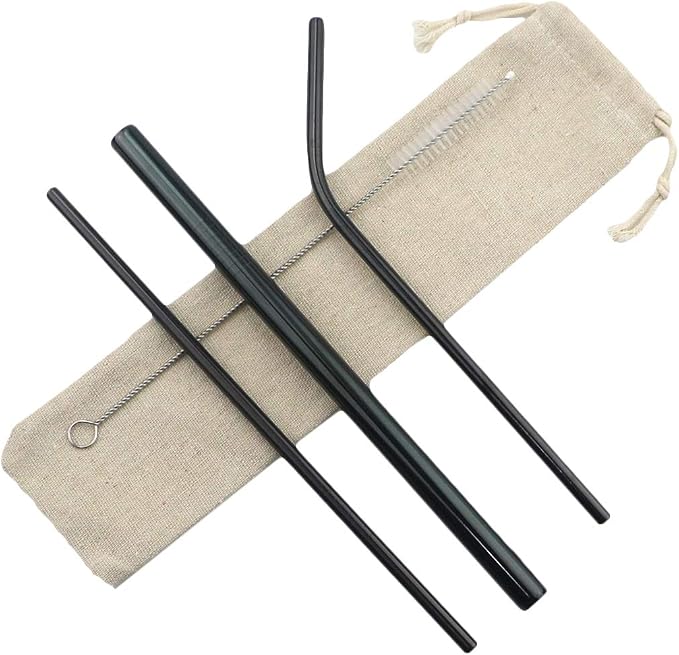 Metal Straws Stainless Steel Straws 8.5" Drinking Straws Reusable 3 Set - Ultra Long Muti Color-Cleaning Brush for 20/30 Oz for Trail Tumblers Yeti RTIC SIC Ozark (2 Straight|1 Bent|1 Brush）