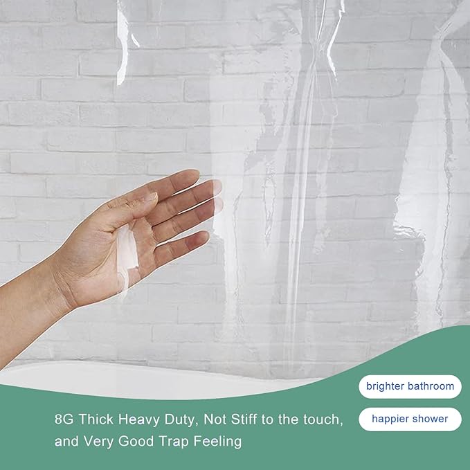 54x78 Stall Shower Curtain Liner, Clear Plastic 8G Heavy Duty Thick Waterproof 54 x 78 Shower Curtain with 3 Weighted Magnets and 9 Rustproof Grommets