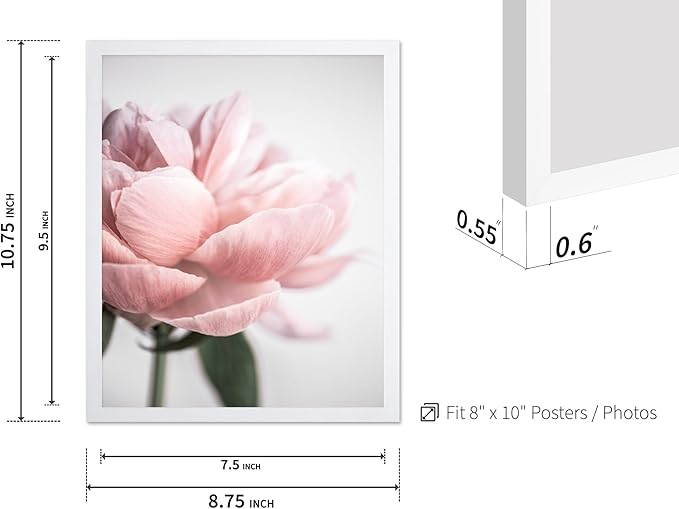Monem Art Soft Pink Peony Macro Photography Print - Minimalist Floral Art Poster - Wall Decor for Living Room, Bedroom or Office - 8x10 White Framed Wall Art by Mareike Bohmer