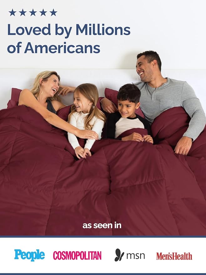King Size, Burgundy Alternative Down Comforter - Warm, Lightweight & Breathable Hotel Quality Bedding Set for Men, Women, Kids & Teens - All Season Oversized Cooling Microfiber Duvet Insert Comforter