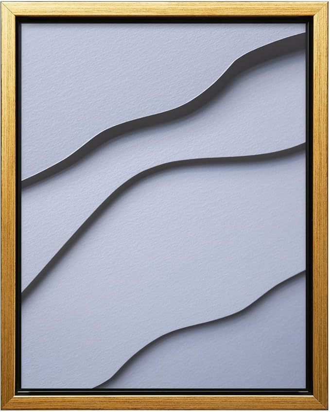 Monem Art Minimalist White Paper Waves Print - Abstract Scandinavian Texture Poster - Wall Decor for Living Room, Bedroom or Office - 16x20 Gold Framed CANVAS Wall Art by Mareike Bohmer
