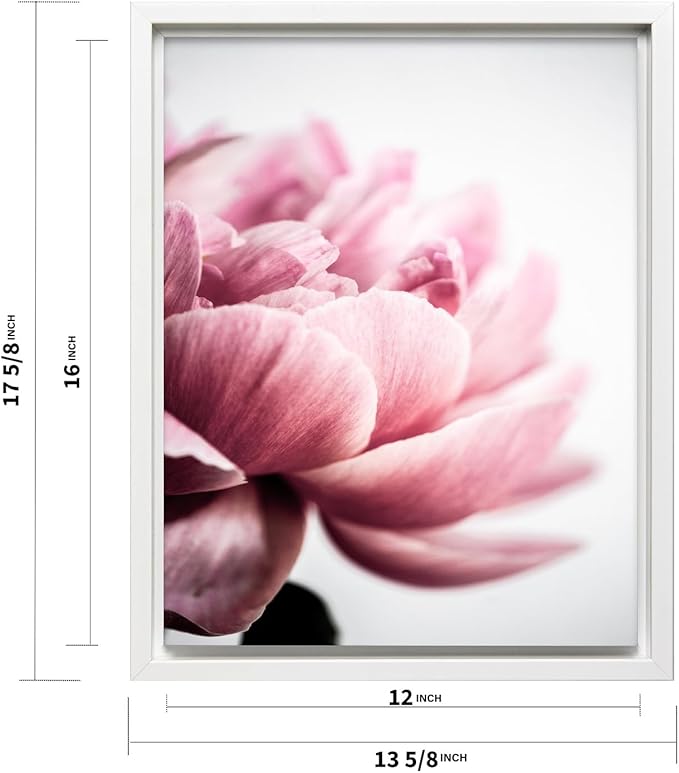 Monem Art Pink Peony Macro Photography Print - Minimalist Floral Art Poster - Wall Decor for Living Room, Bedroom or Office - 12x16 White Framed CANVAS Wall Art by Mareike Bohmer