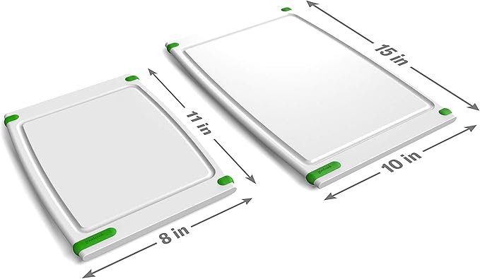 GoodCook Touch Cutting Board Polypropylene Reversable with Juice Groove and Non-Skid Silicone Feet, 10 x 15-Inch, White