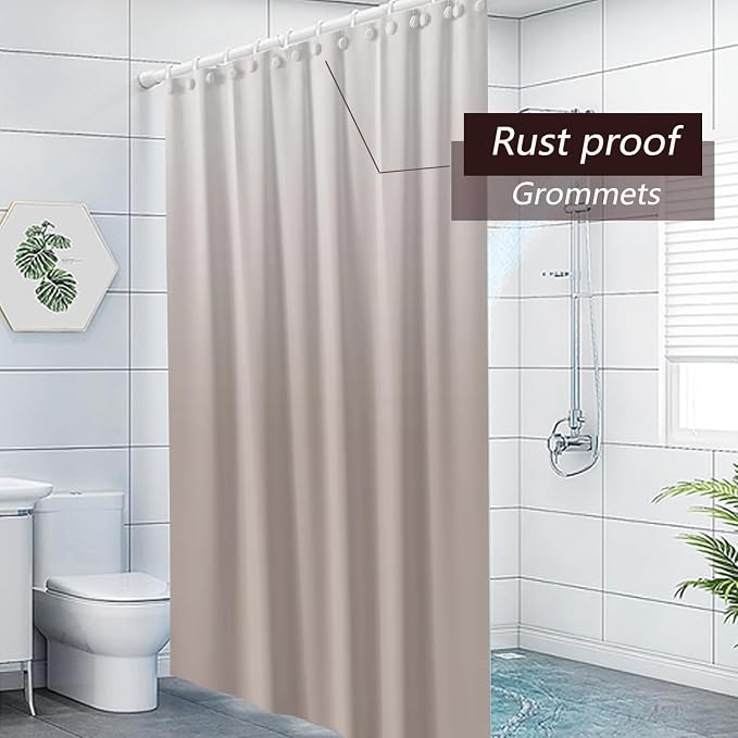 TIKABC Gradient Begie Shower Curtain Liner, 4G PEVA Shower Liner, Plastic Waterproof Shower Curtains, 72x72 inch with Grommet Holes 3 Magnetic Weights…