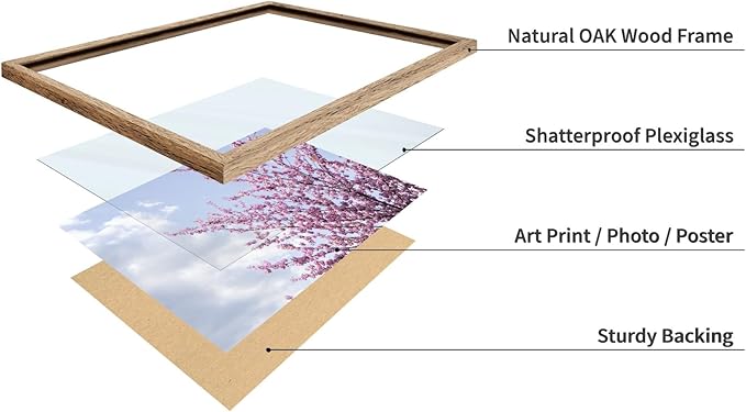 Monem Art Cherry Blossom Spring Sky Photography Print - Floral Nature Art Poster - Wall Decor for Living Room, Bedroom or Office - 8x10 Beige Framed Wall Art by Mareike Bohmer