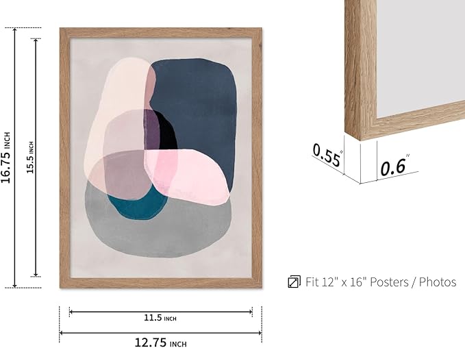 Monem Art Pastel Abstract Color Block Painting Print - Scandinavian Minimalist Art Poster - Wall Decor for Living Room, Bedroom or Office - 12x16 Beige Framed Wall Art by Mareike Bohmer