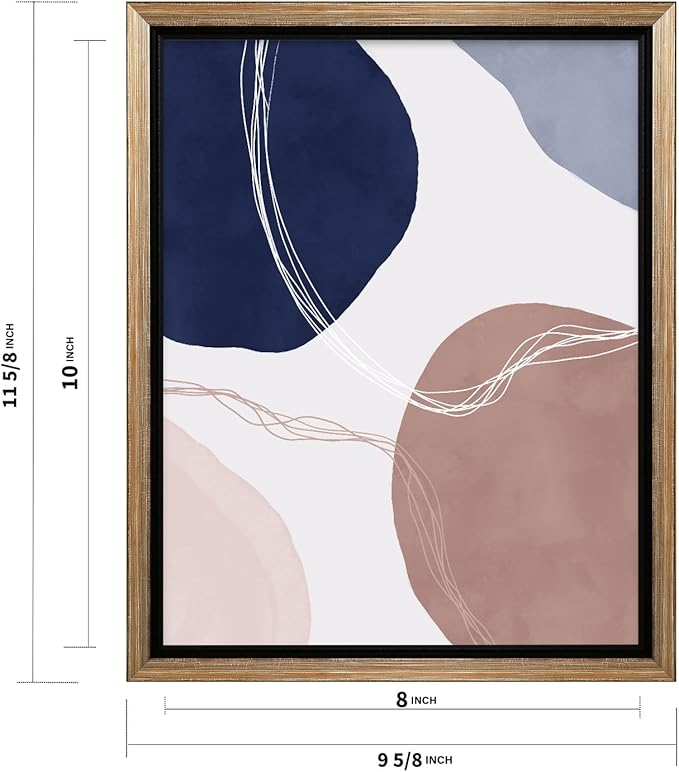 Monem Art Abstract Organic Shapes Print - Scandinavian Blue Geometric Poster - Wall Decor for Living Room, Bedroom or Office - 8x10 Silver Framed CANVAS Wall Art by Mareike Bohmer