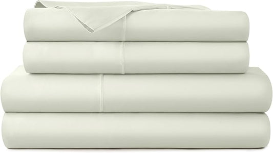 100% Organic Cotton Sheets Full Size - GOTS Certified Organic Bed Sheets with Deep Pocket 300 Thread Count & Cozy Sateen Weave Gets Softer with Each Wash - Luxury 4 Piece Set (Pastel Green, Full)