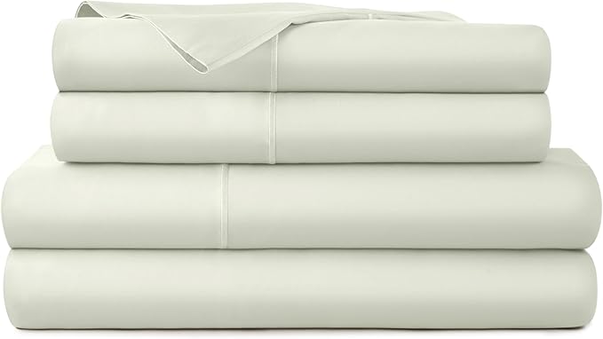 100% Organic Cotton Sheets Twin Size - GOTS Certified Organic Bed Sheets with Deep Pocket 300 Thread Count & Cozy Sateen Weave Gets Softer with Each Wash - Luxury 3 Piece Set (Pastel Green, Twin)