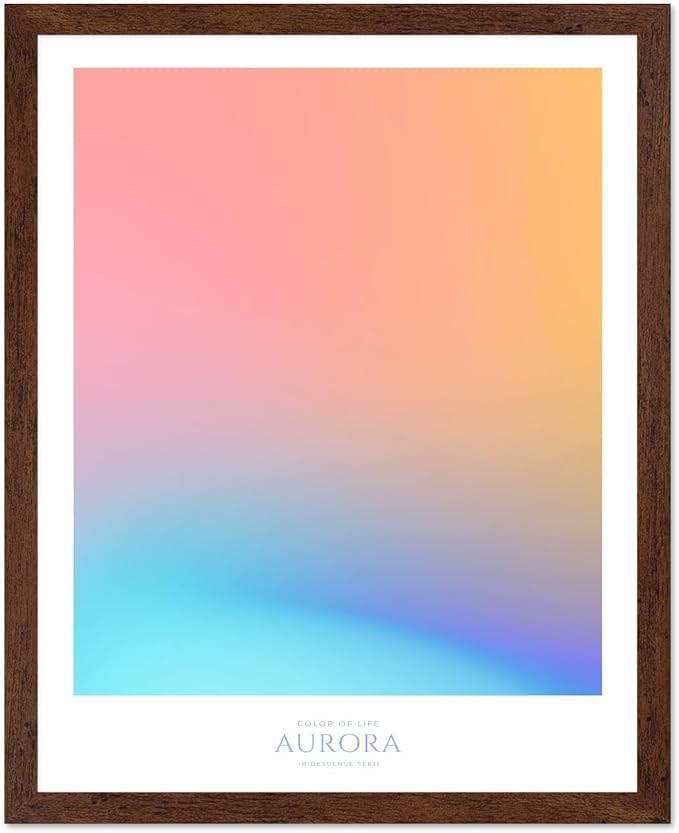 Monem Art Aurora Gradient Abstract Print - Minimalist Geometric Color Field Poster - Wall Decor for Living Room, Bedroom or Office - 12x16 Brown Framed Wall Art by Rs Lab Studio