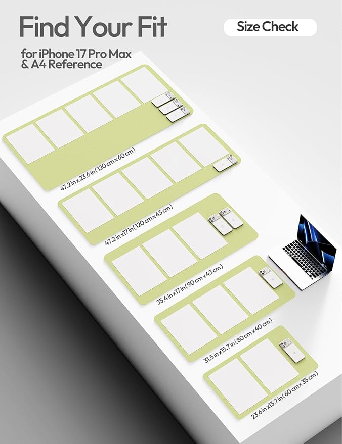 YSAGi Leather Desk Protector, Office Mat, Large Mouse Mat, Non-Slip PU Leather Blotter, Laptop Pad, Waterproof Writing Pad for Office and Home (Peak Green, 47" x 17")