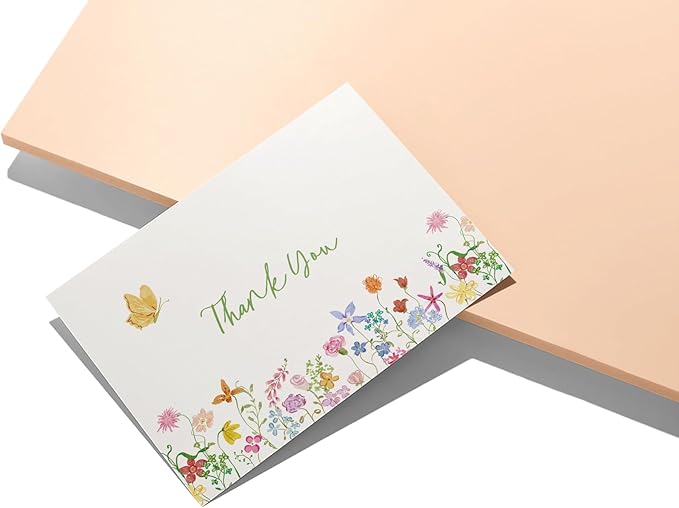 Twigs Quirky Florals Thank You Cards & Notes with Envelopes Set (12 Pack), Thank You Greeting Card, Perfect for Baby Shower, Business & Birthday, & Wedding, Holiday Thank You Cards, Appreciation Gifts