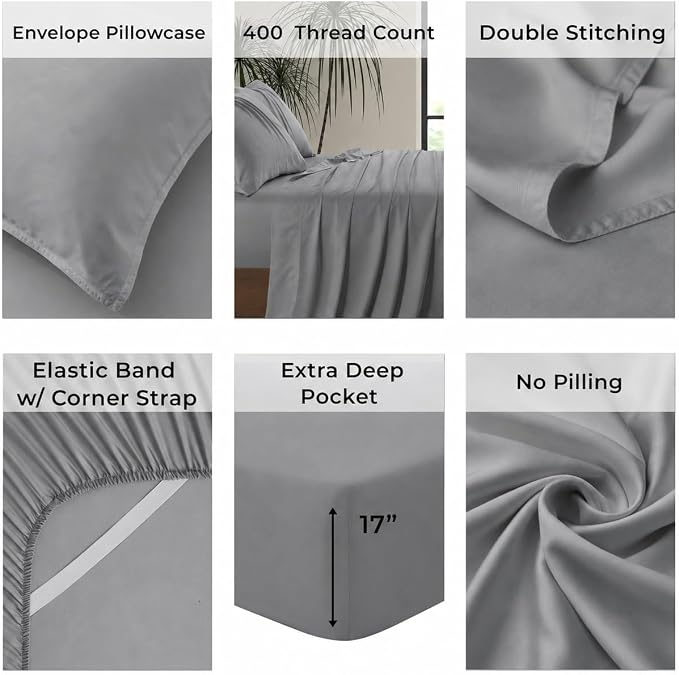 Queen Envelope Pillowcase Set | 100% Viscose | Organically Grown | Ultra Soft | Cooling | 2pcs [Slate]