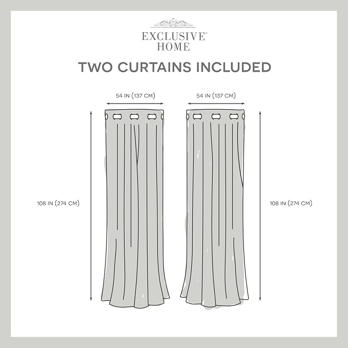 Exclusive Home Loha Linen Grommet Top Curtain Panel Pair, 54"x108", Ivory