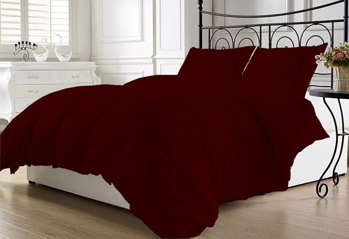 Luxurious and Hypoallergenic 600 Thread Count 1 Piece Down Alternative Comforter 100% Egyptian Cotton Solid (King/Cal King, Wine)