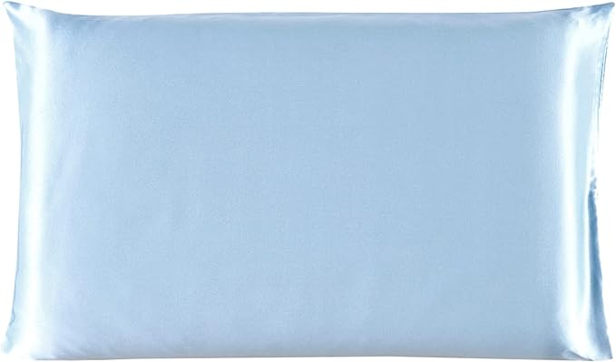 uxcell 1 Pack 100% Charmeuse Pure Silk Pillowcase for Hair and Skin, 350TC 19 Momme Soft Breathable Pillow Case with Hidden Zipper, Cyan Queen(20x30inch)