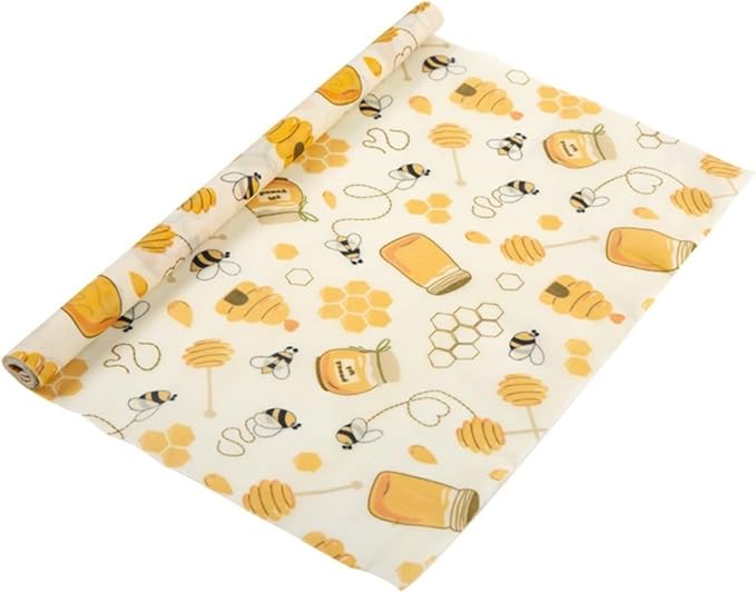 Beeswax food preservation cloth can be reused, cut, organic cotton, environmentally friendly, zero waste plastic preservation film substitute, 30x100cm roll (fruit/flower pattern)