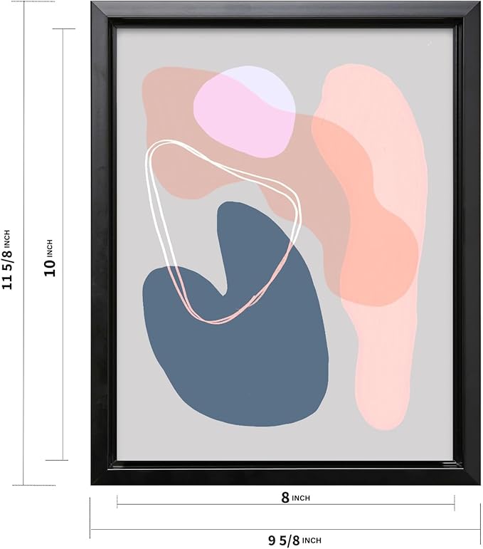 Monem Art Abstract Organic Shapes Print - Minimal Scandinavian Line Art Poster - Wall Decor for Living Room, Bedroom or Office - 8x10 Black Framed CANVAS Wall Art by Mareike Bohmer