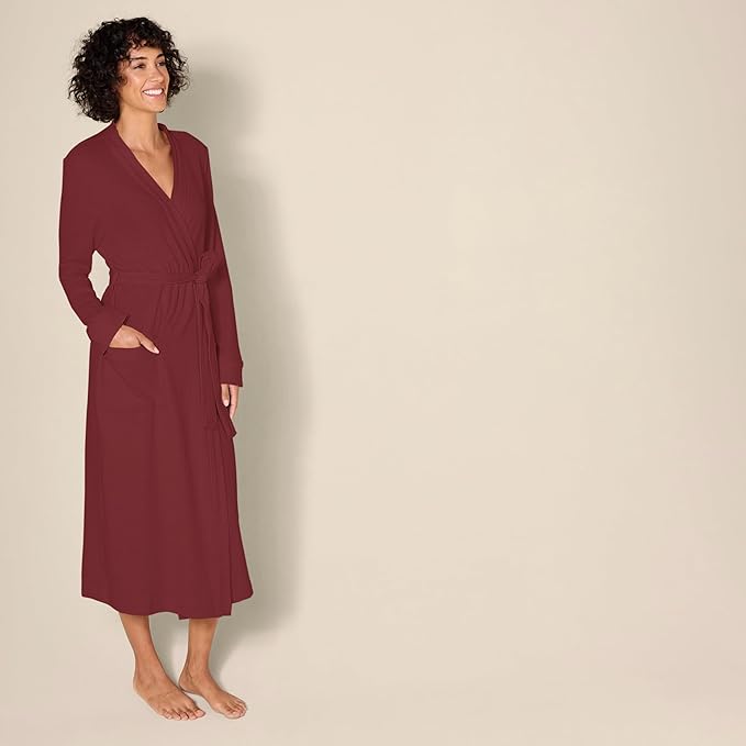 Amazon Essentials Women's Lightweight Waffle Full-Length Bath Robe with Pockets (Available in Plus Size)