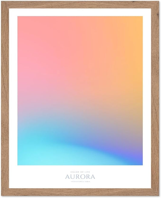 Monem Art Aurora Gradient Abstract Print - Minimalist Geometric Color Field Poster - Wall Decor for Living Room, Bedroom or Office - 16x20 Beige Framed Wall Art by Rs Lab Studio