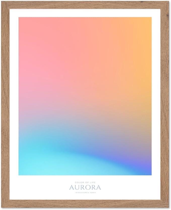 Monem Art Aurora Gradient Abstract Print - Minimalist Geometric Color Field Poster - Wall Decor for Living Room, Bedroom or Office - 12x16 Beige Framed Wall Art by Rs Lab Studio