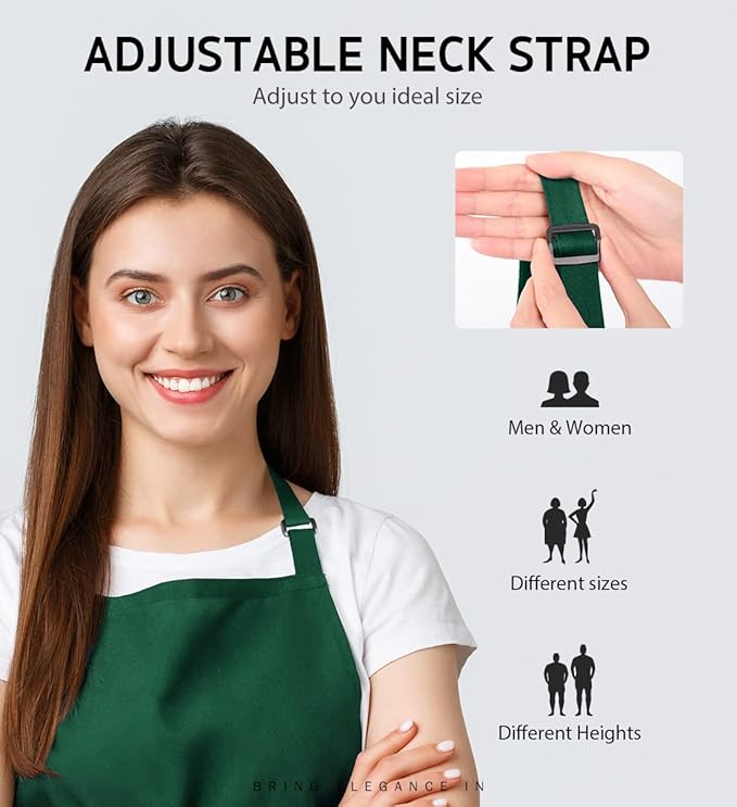 Syntus Apron for Men Women, Adjustable Cooking Kitchen Chef Aprons with 2 Pockets
