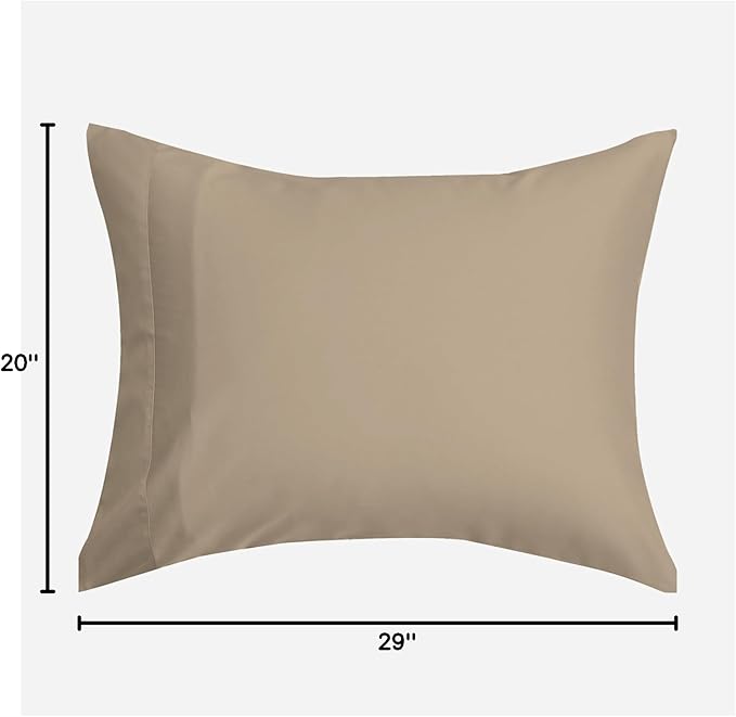 DOZ Pillowcase Set, 100% Viscose derived from Bamboo, Organically Grown, Buttery Soft, Silky, Breathable, Cooling, Oeko-TEX, High GSM, 2-Pack, Envelope Closure (Queen, Dune)