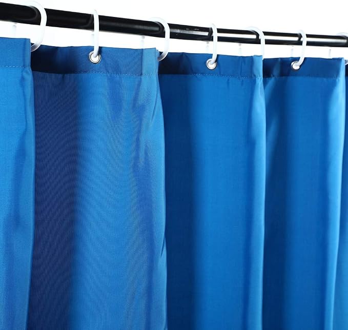 Shower Curtain Liner 72 x 72 Inch Soft Water Repellent Heavy Duty Light Fabric Shower Curtains with 12 Rust-Proof Metal Grommets, Hotel Quality, Machine Washable, Blue