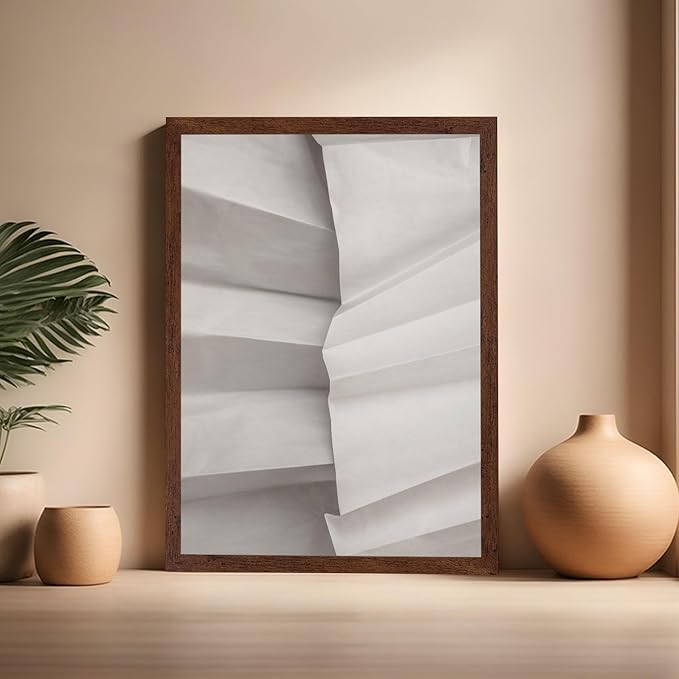 Monem Art Minimalist Folded Paper Texture Print - Neutral Abstract Modern Art Poster - Wall Decor for Living Room, Bedroom or Office - 16x20 Brown Framed Wall Art by Mareike Bohmer