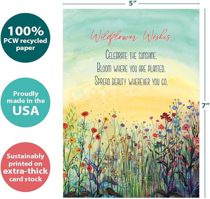 Tree-Free Greetings - Birthday Cards - Artful Designs - 1 Card + Matching Envelope - Made in USA - 100% Recycled Paper - 5"x7" - Summer Joy (GO65470)